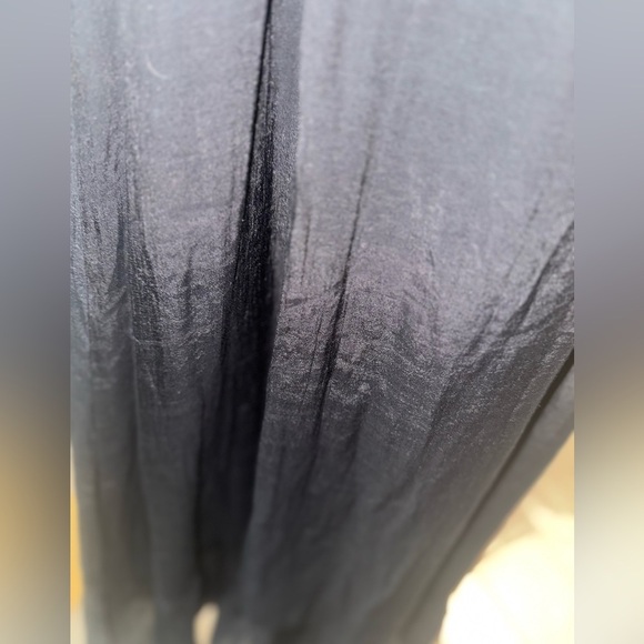 AUW SMOCKED BODICE BLACK FLARE HEM MAXI DRESS BOHO CHIC LARGE - Picture 10 of 15